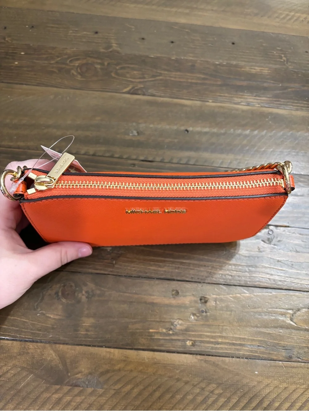 Michael Kors Small Chain Pouchette Leather Shoulder Bag